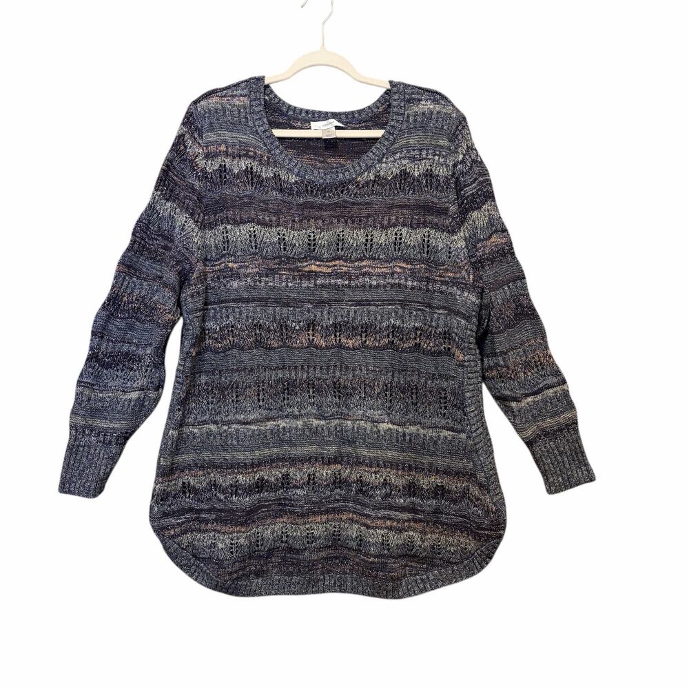 CJ Banks XXL Cozy Boho Sweater Textured Open Knit Metallic Layering 3 Seasons